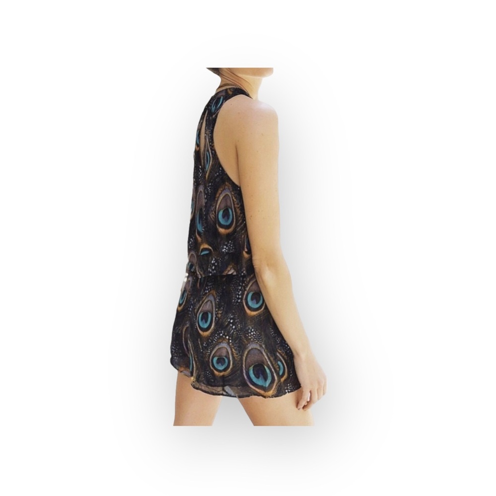 new SMYM Show Me Your Mumu ༅ Peacock Feather Print Chiffon Sawyer Shorts ༅ Med ༅ - Picture 4 of 16